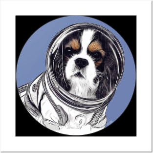 Cavalier King Charles Dog in Space Pencil Drawing Posters and Art